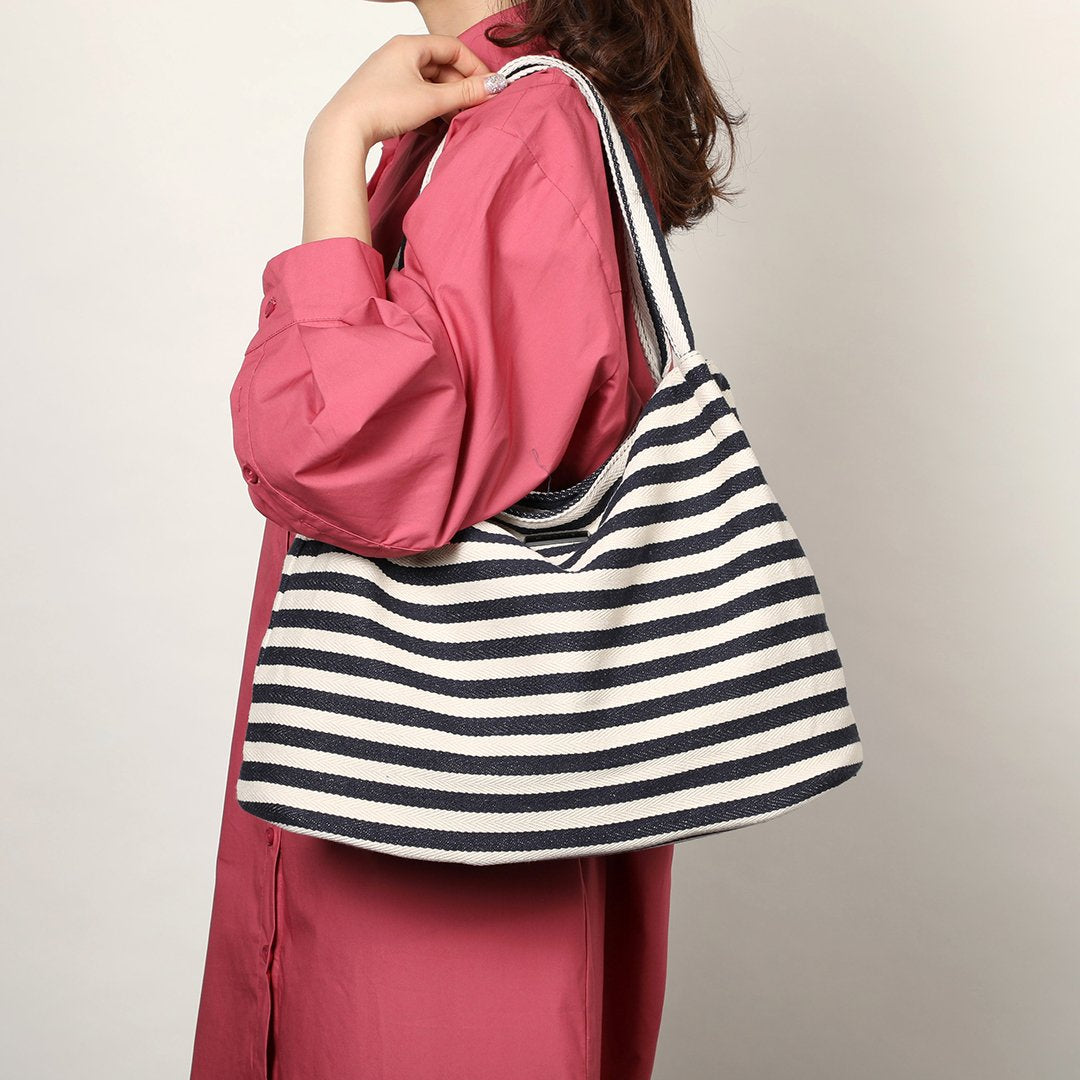 Striped canvas tote