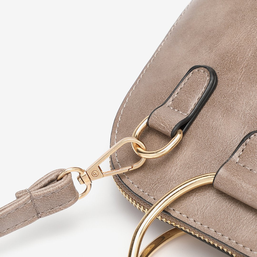 Cat-shaped metal handle PU leather crossbody bag