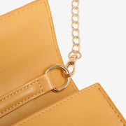 Metal clip-lock flap PU leather crossbody bag