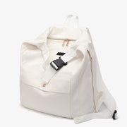 Buckle strap folded corners canvas backpack