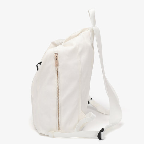Buckle strap folded corners canvas backpack