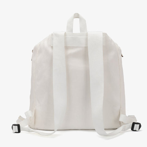 Buckle strap folded corners canvas backpack