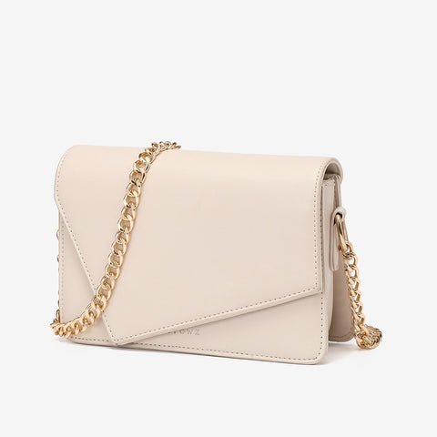 Asymmetric flap PU leather crossbody bag