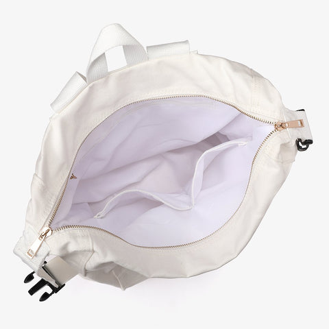 Buckle strap folded corners canvas backpack