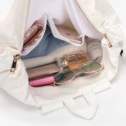 Buckle strap folded corners canvas backpack