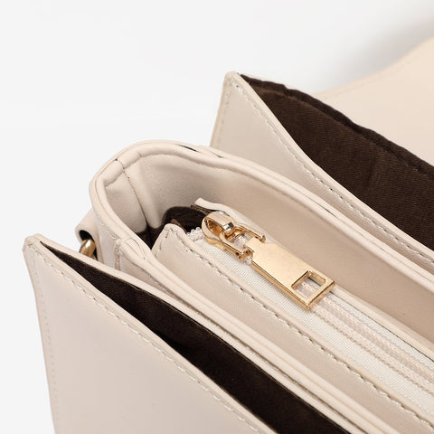 Asymmetric flap PU leather crossbody bag