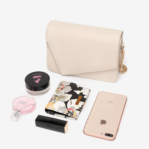 Asymmetric flap PU leather crossbody bag