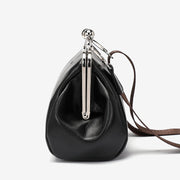 Kiss-lock PU leather crossbody bag