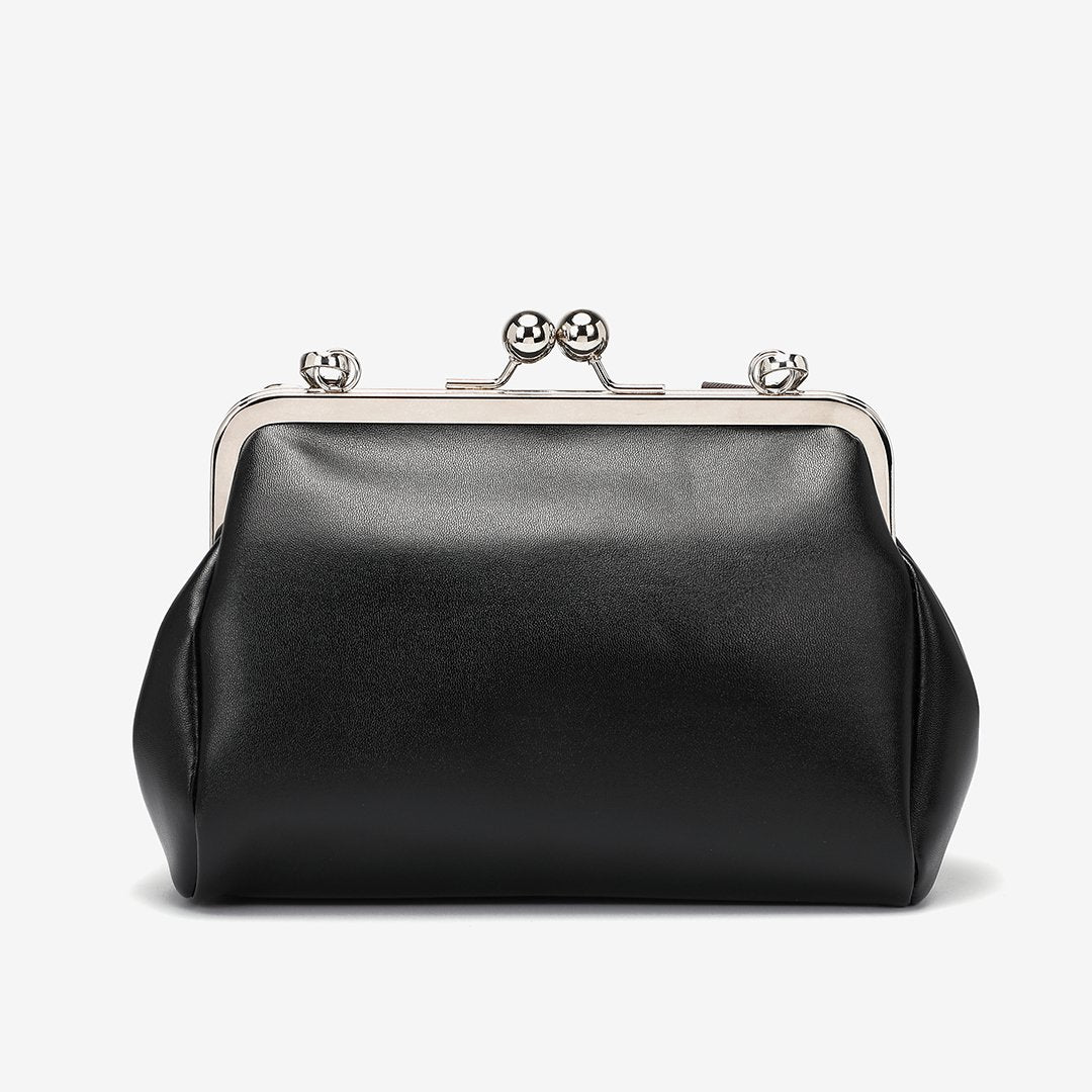 Kiss-lock PU leather crossbody bag