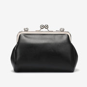 Kiss-lock PU leather crossbody bag