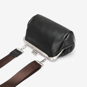 Kiss-lock PU leather crossbody bag