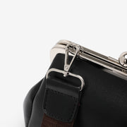 Kiss-lock PU leather crossbody bag
