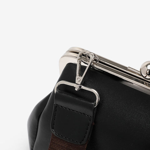 Kiss-lock PU leather crossbody bag