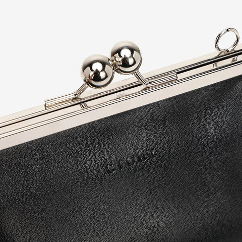Kiss-lock PU leather crossbody bag