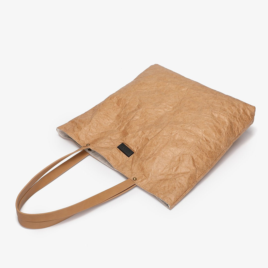 Creased PU leather shopper bag