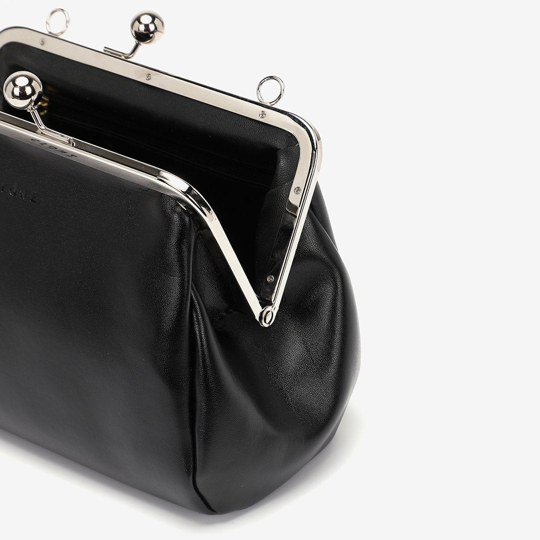 Kiss-lock PU leather crossbody bag