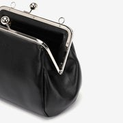 Kiss-lock PU leather crossbody bag