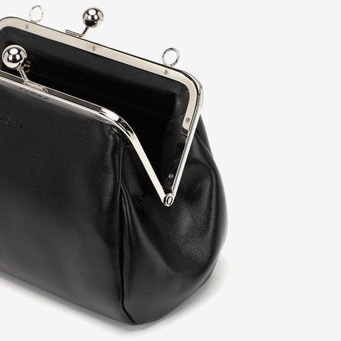 Kiss-lock PU leather crossbody bag