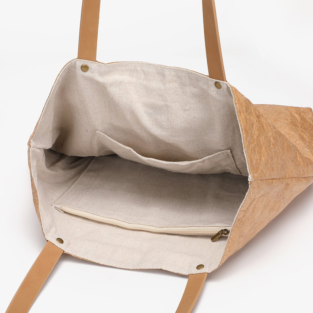 Creased PU leather shopper bag