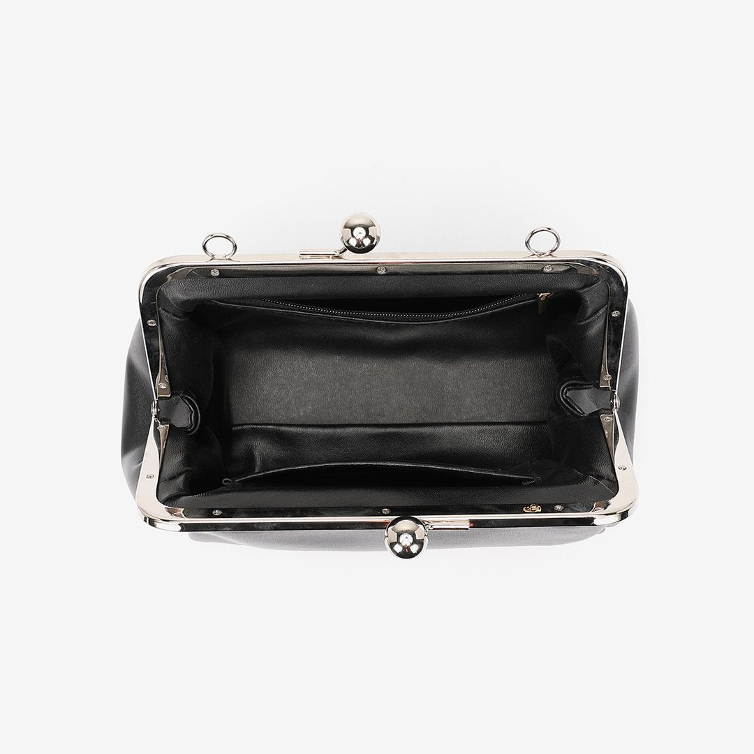Kiss-lock PU leather crossbody bag