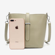Strapped PU leather bucket bag