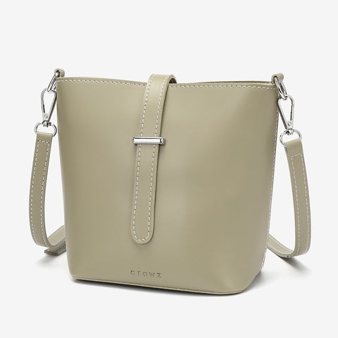 Strapped PU leather bucket bag