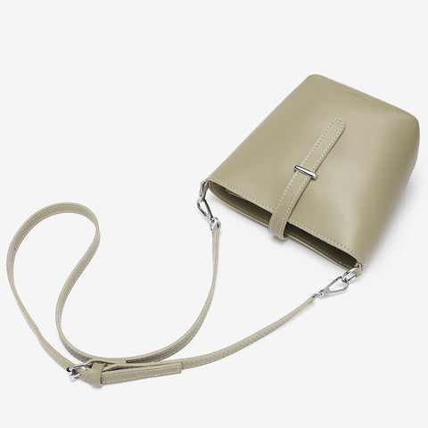 Strapped PU leather bucket bag