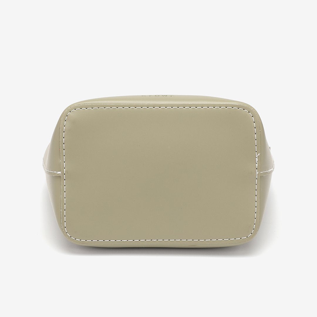 Strapped PU leather bucket bag