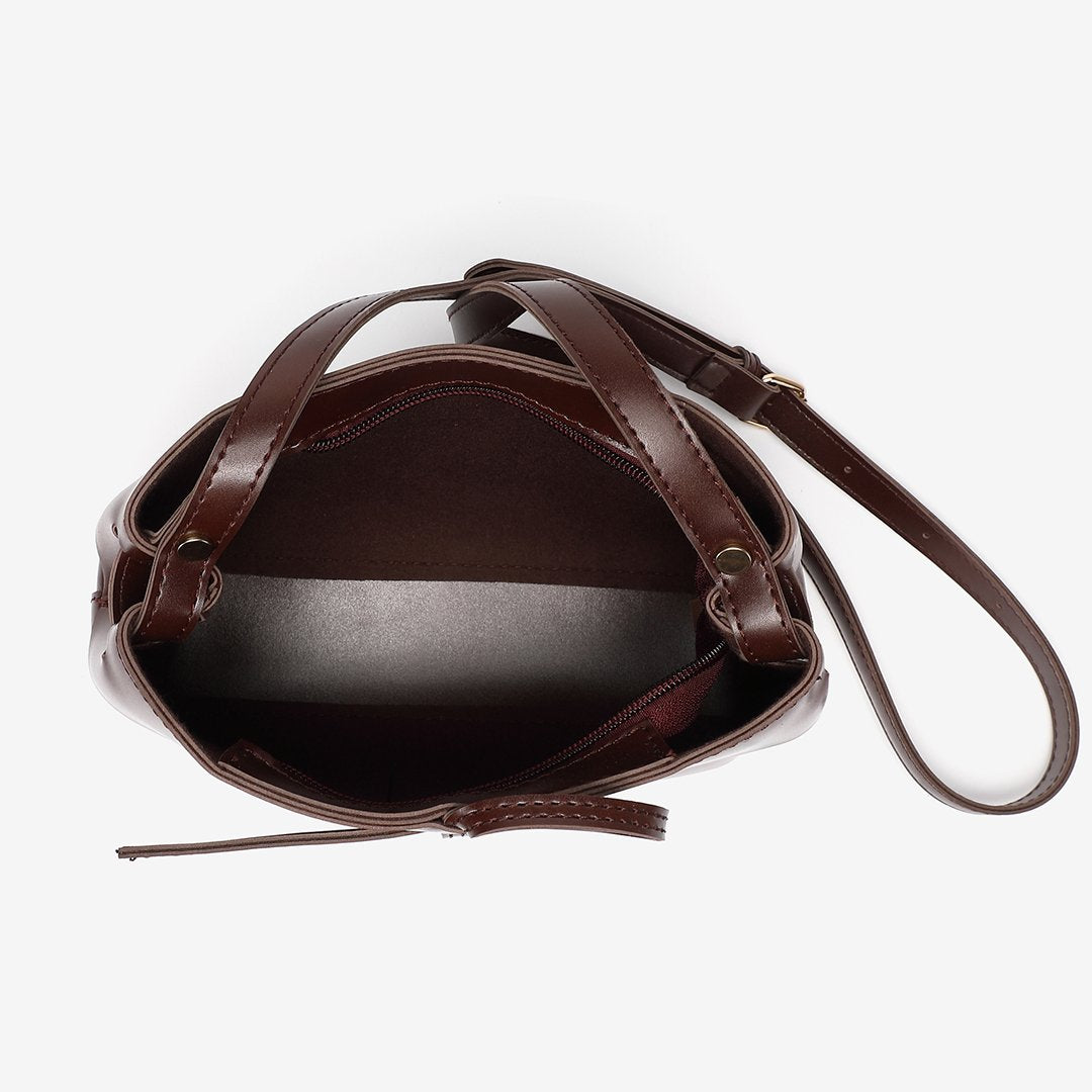 Loop strap polished PU leather crossbody bag