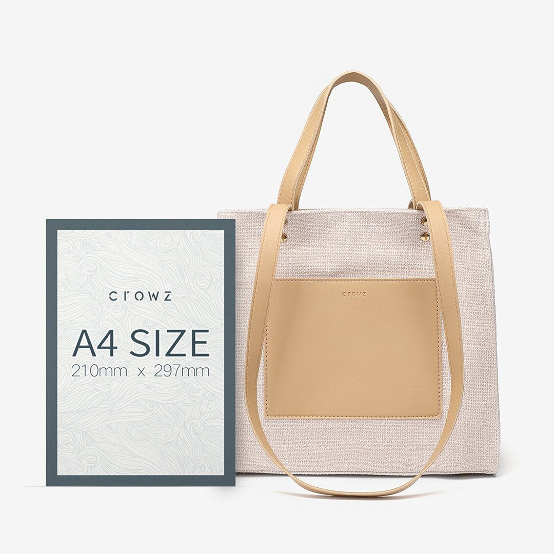 PU leather front pocket canvas tote