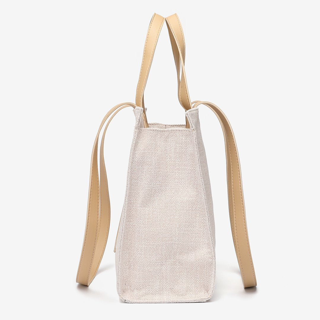 PU leather front pocket canvas tote