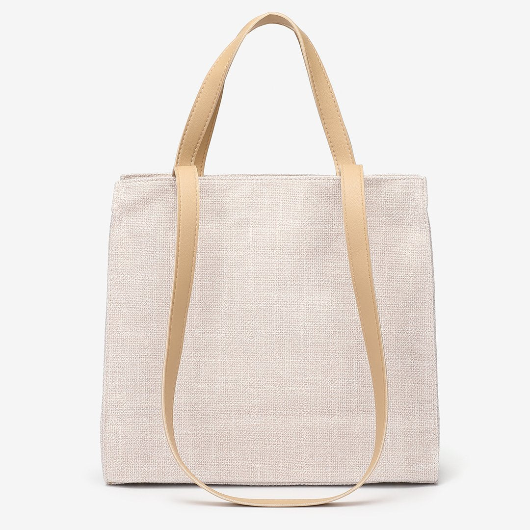 PU leather front pocket canvas tote