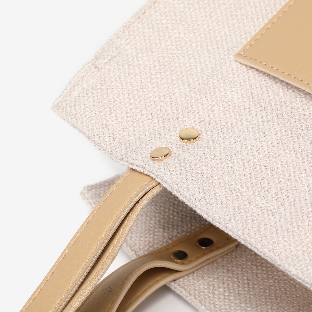 PU leather front pocket canvas tote