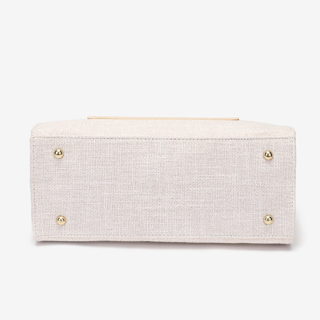 PU leather front pocket canvas tote