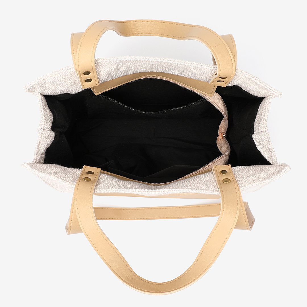 PU leather front pocket canvas tote