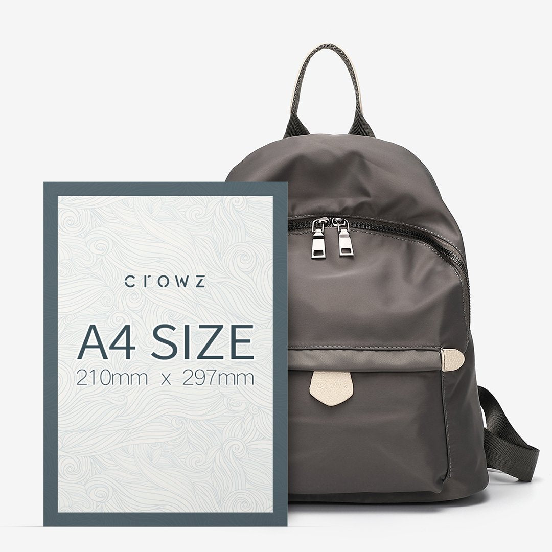 Logo stamped PU leather trim nylon backpack