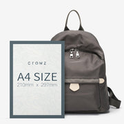 Logo stamped PU leather trim nylon backpack
