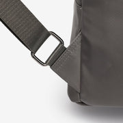 Logo stamped PU leather trim nylon backpack