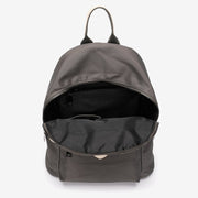 Logo stamped PU leather trim nylon backpack