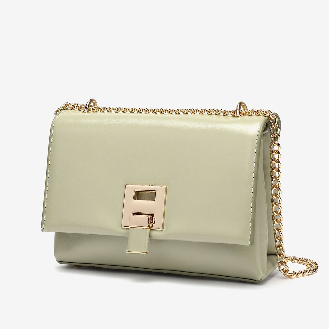 Unique metal clip-lock PU leather crossbody bag