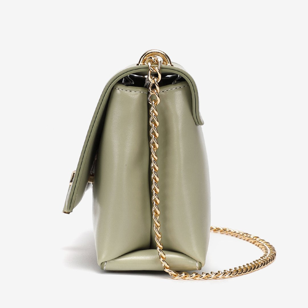 Unique metal clip-lock PU leather crossbody bag