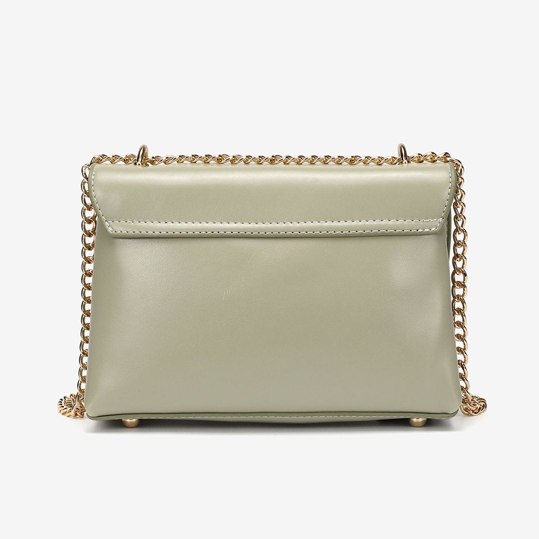 Unique metal clip-lock PU leather crossbody bag