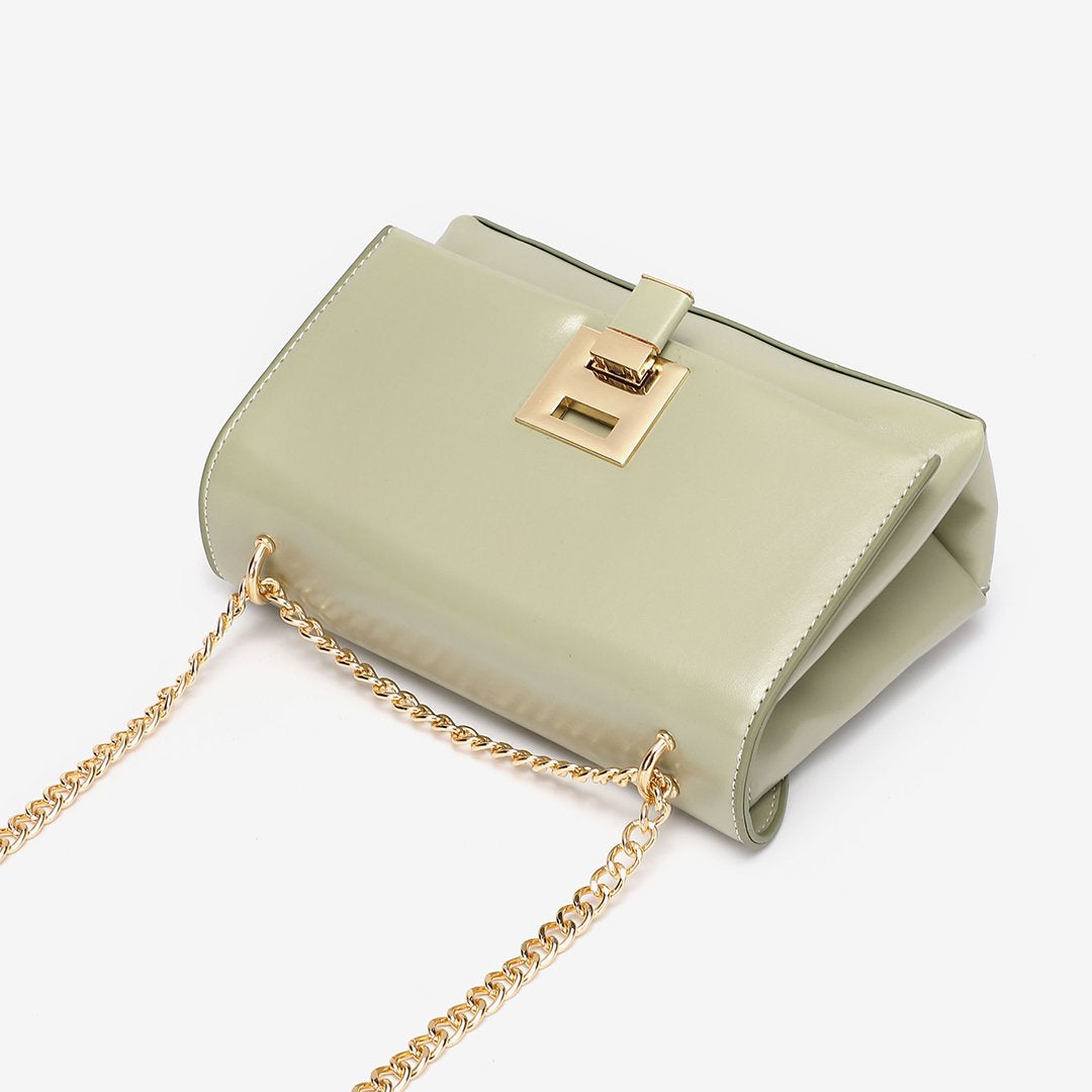 Unique metal clip-lock PU leather crossbody bag