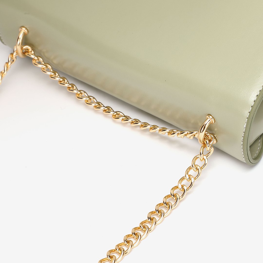 Unique metal clip-lock PU leather crossbody bag