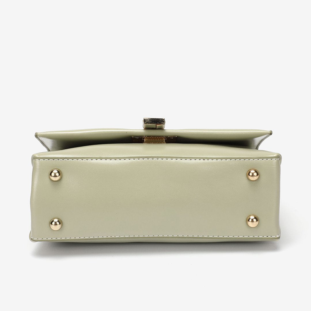 Unique metal clip-lock PU leather crossbody bag
