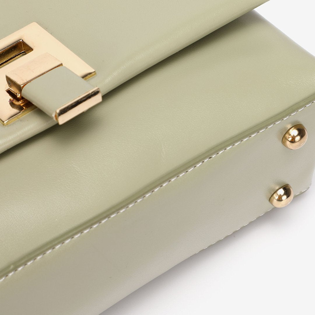 Unique metal clip-lock PU leather crossbody bag
