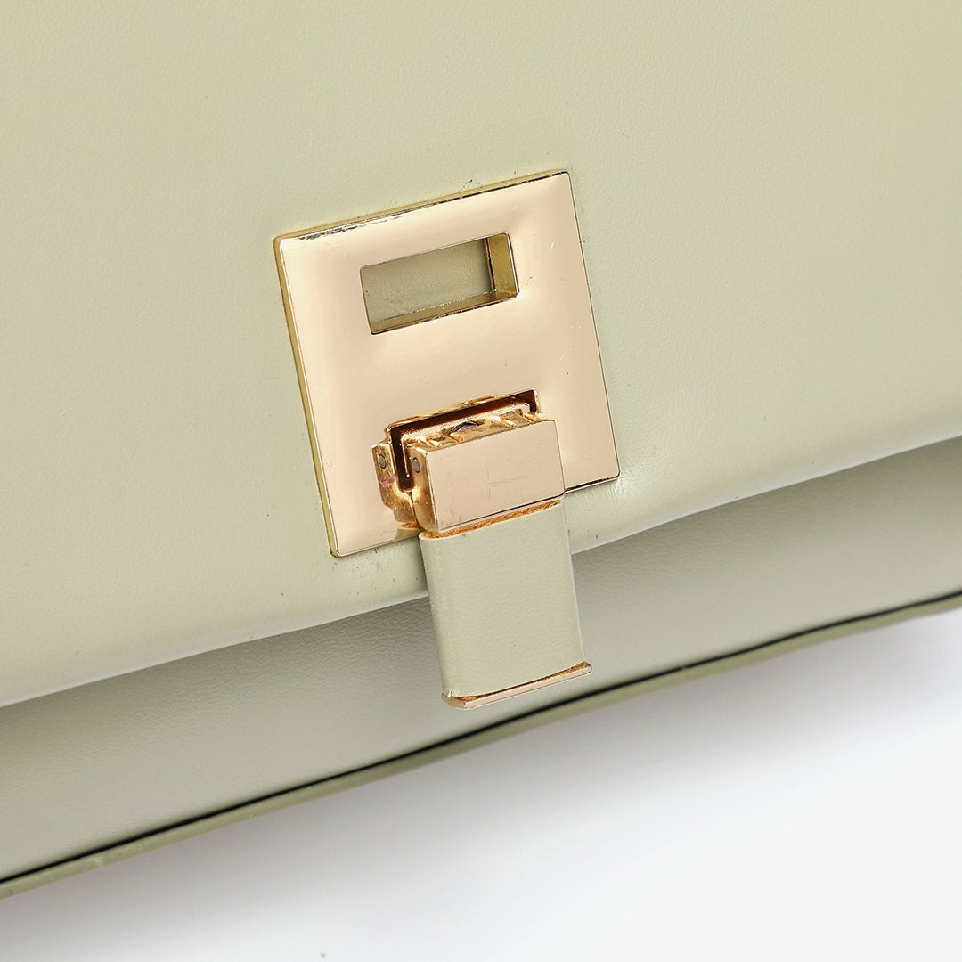 Unique metal clip-lock PU leather crossbody bag