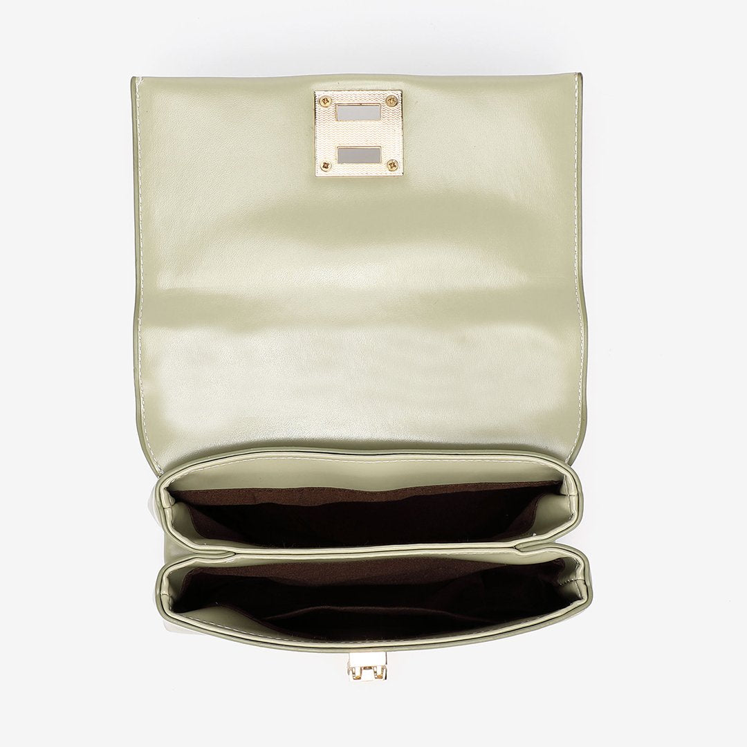 Unique metal clip-lock PU leather crossbody bag