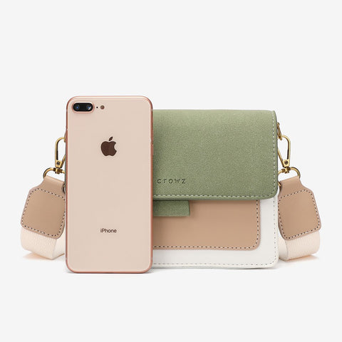 Faux suede flap PU leather crossbody bag (Extra strap)