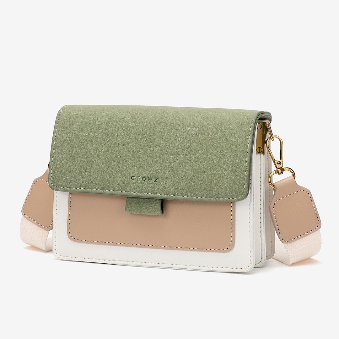 Faux suede flap PU leather crossbody bag (Extra strap)